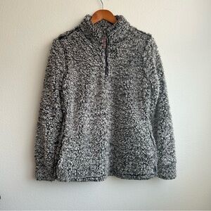 Cozy Thick Quarter Zip Gray Sherpa Pullover